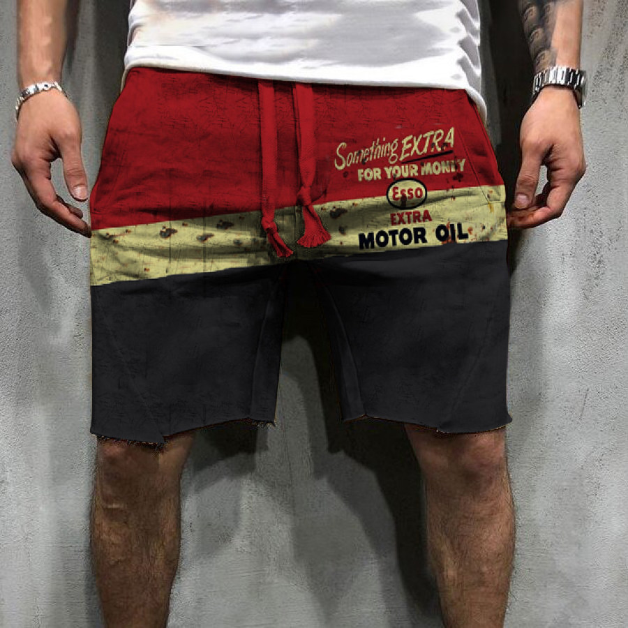

Fashion retro motor oil casual shorts