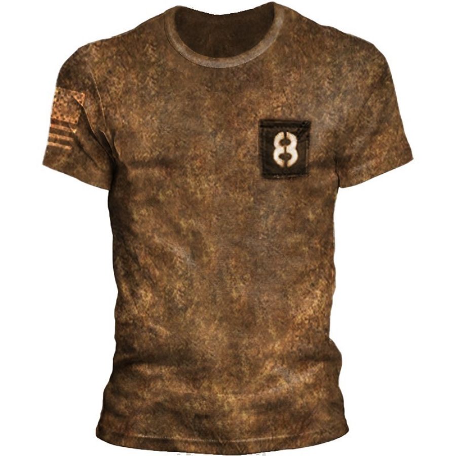 

Fashion Mens Retro Printed Tactics 8 Short-Sleeved T-shirt