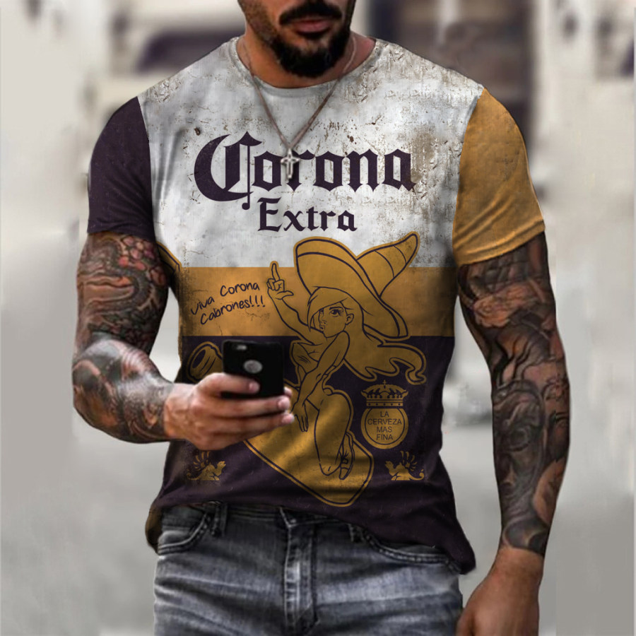 

Retro Beer Poster Print Casual T-shirt