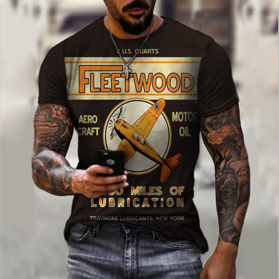 

Men's retro logo print short-sleeved T-shirt