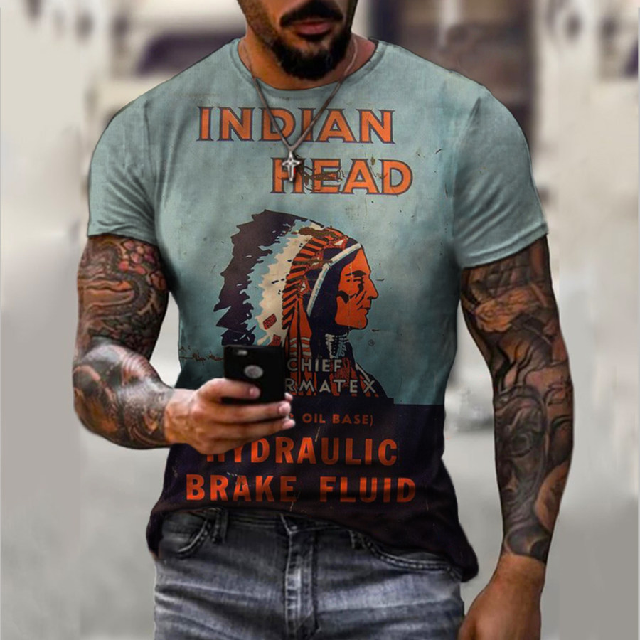 

Vintage Indian Motor Oil Logo Print T-shirt