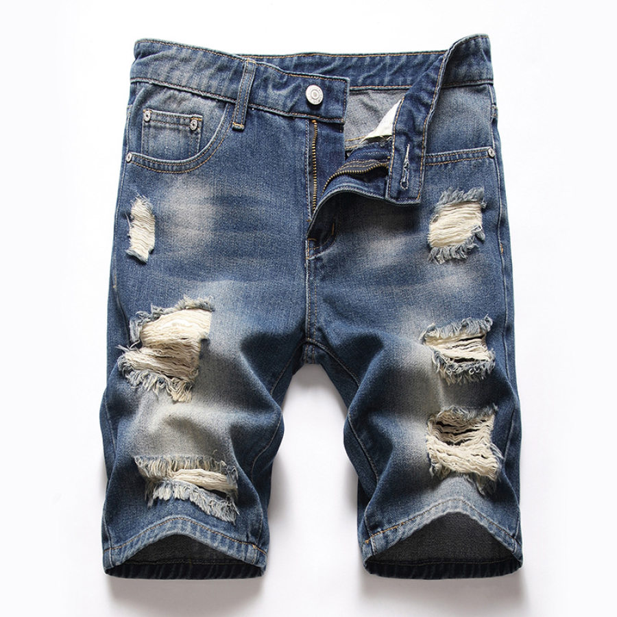 

Men's retro ripped denim shorts