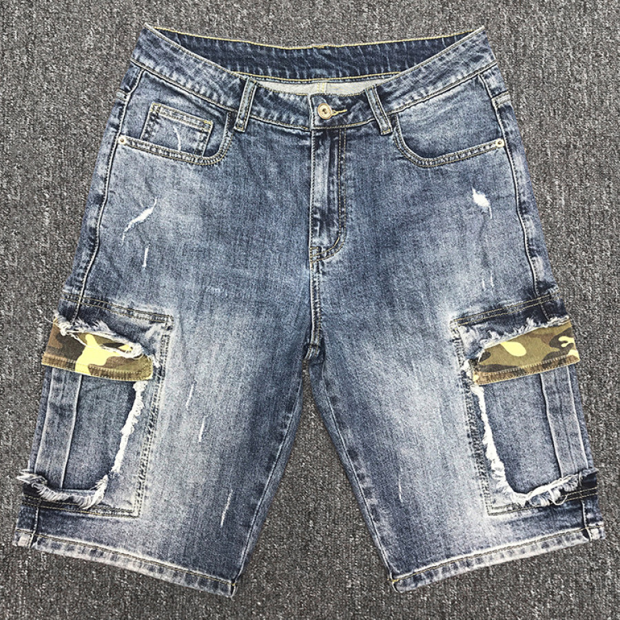 

Men's casual loose denim shorts