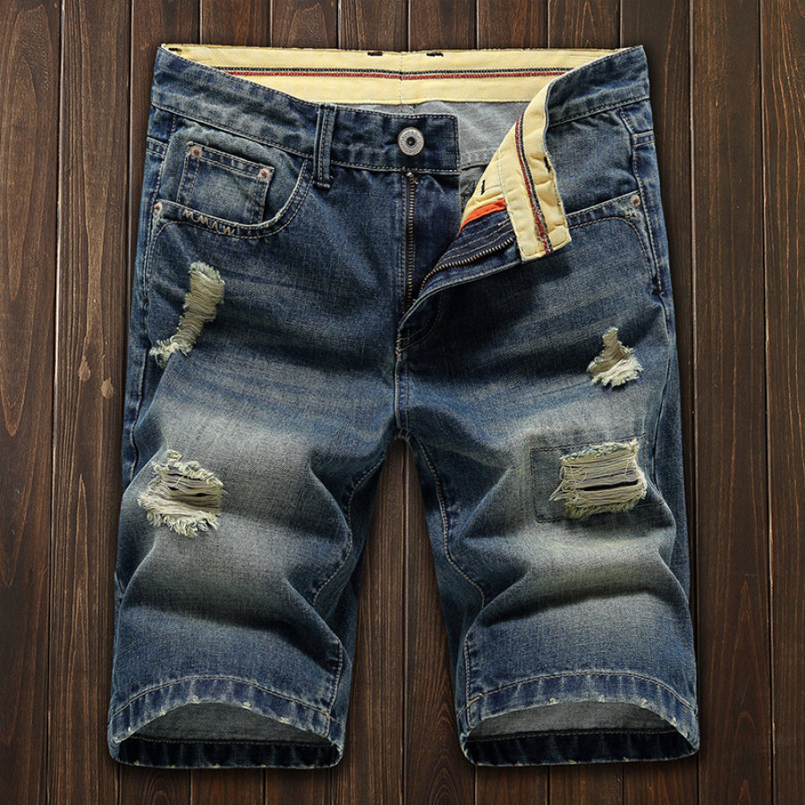 

Men's ripped loose denim shorts