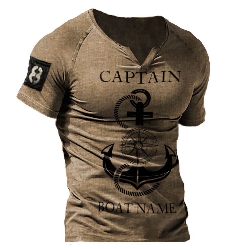 Men's Outdoor Nautical Captain Chic Boat Name Blue Anchor T-shirt