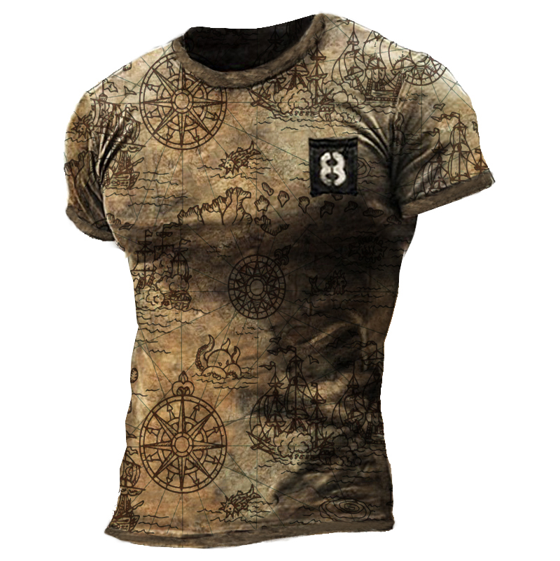 Men's Outdoor Tactical Nautical Print Chic Henry Shirt