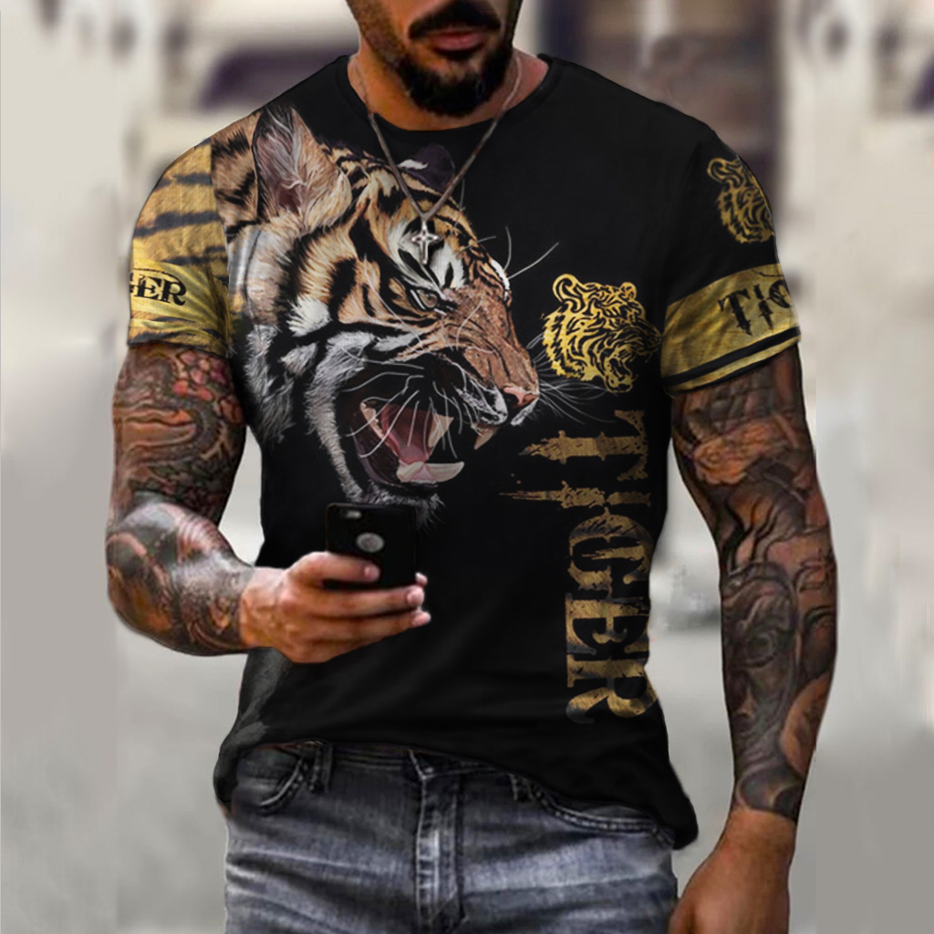 Men's Retro Casual Tiger Chic T-shirt