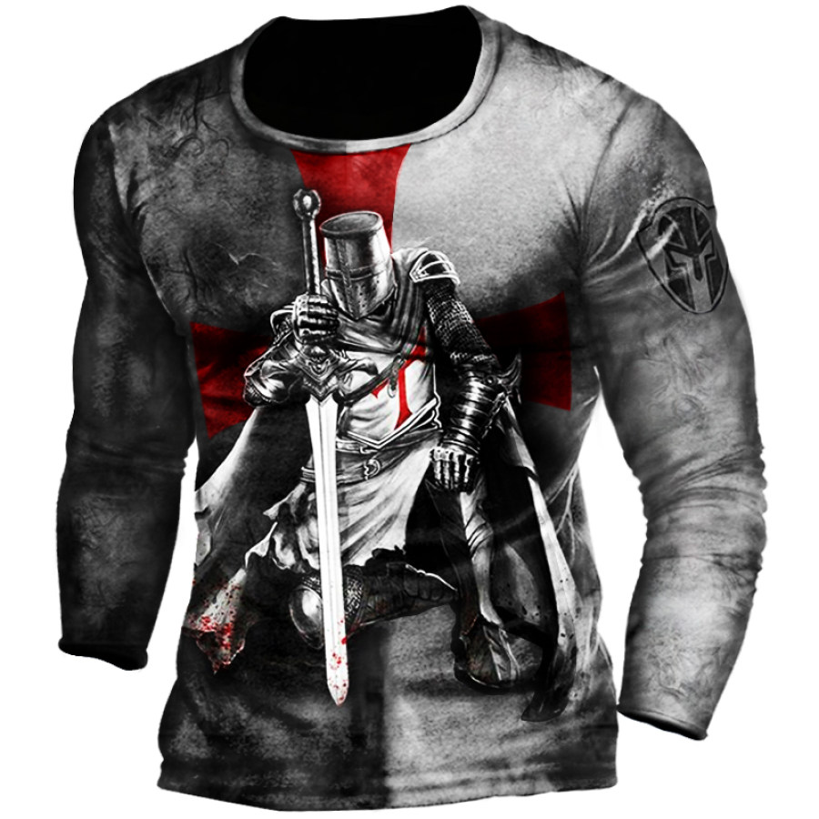 

Men's "Knight Templar" Retro Print Tactical Outdoor Top