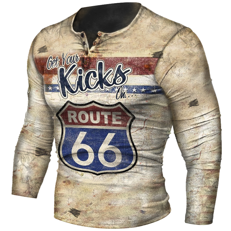 Men's Route 66 Retro Chic Printed Outdoor Sports Top