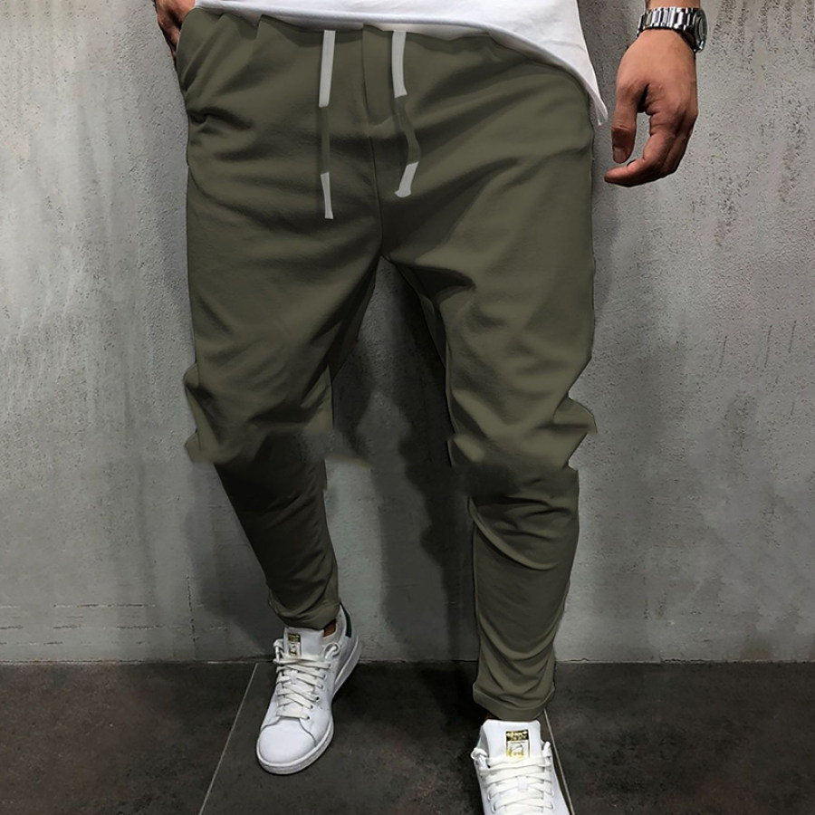 

Fashion Casual Pure Colour Elastic Waistband Pants