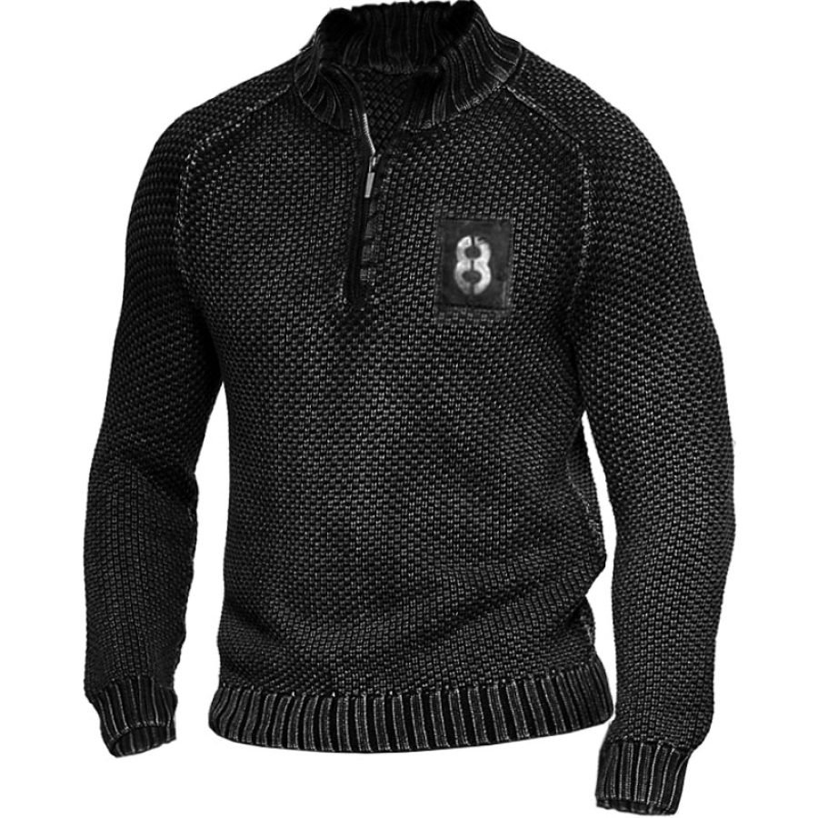 

Men's Outdoor Figure 8 Printed Zipper Neck Sweater