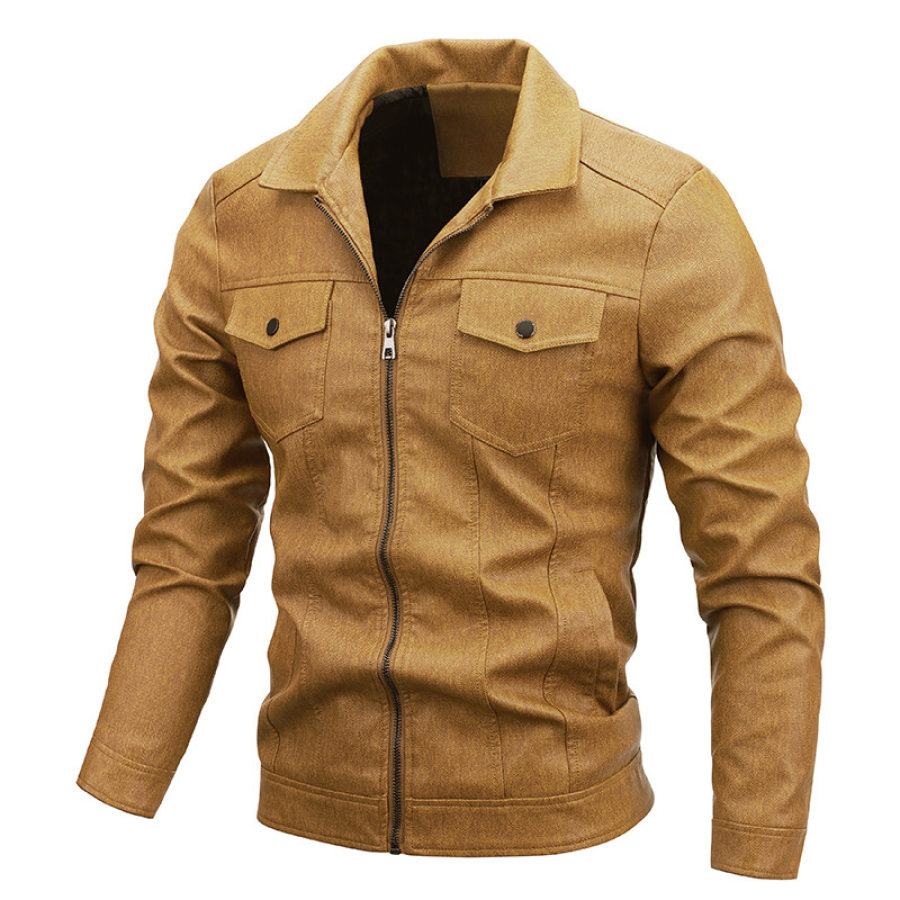 

Men's Casual PU Motorcycle Jacket