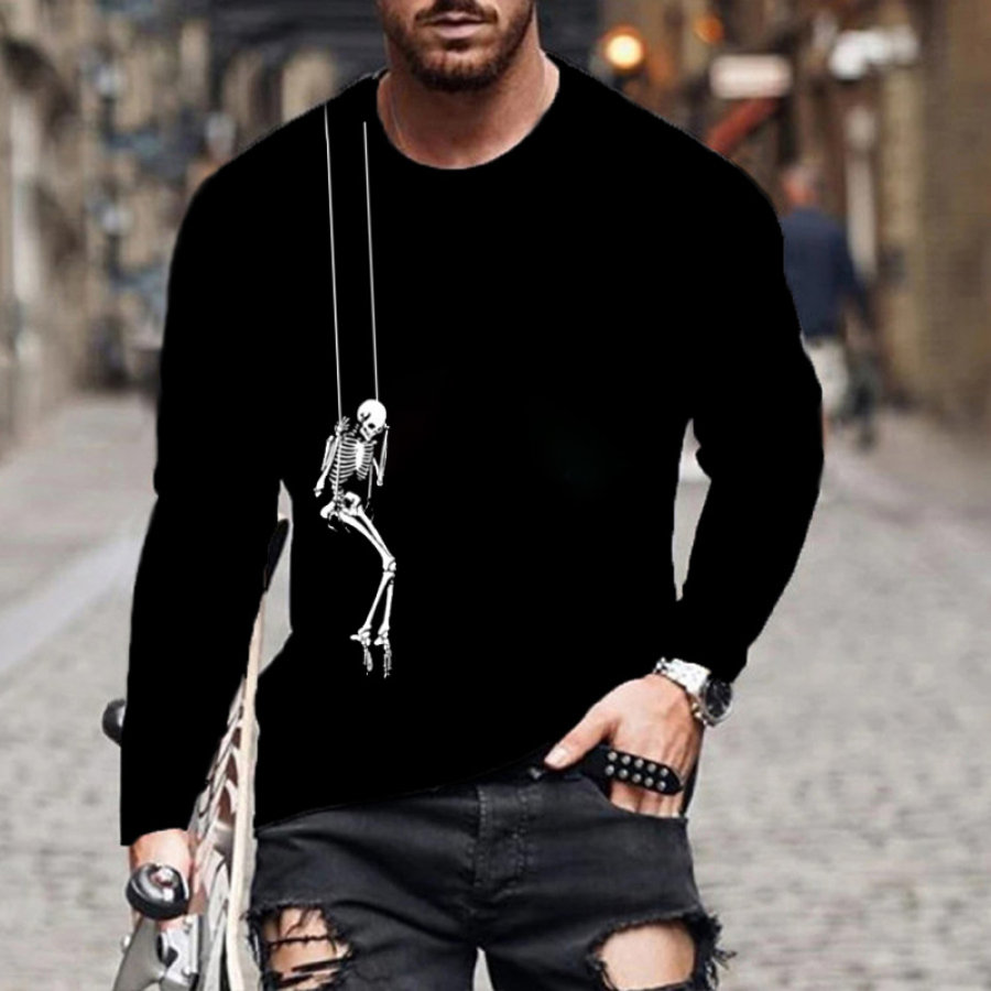 

Casual Round Neck Digital Print Pullover Men's T-shirt