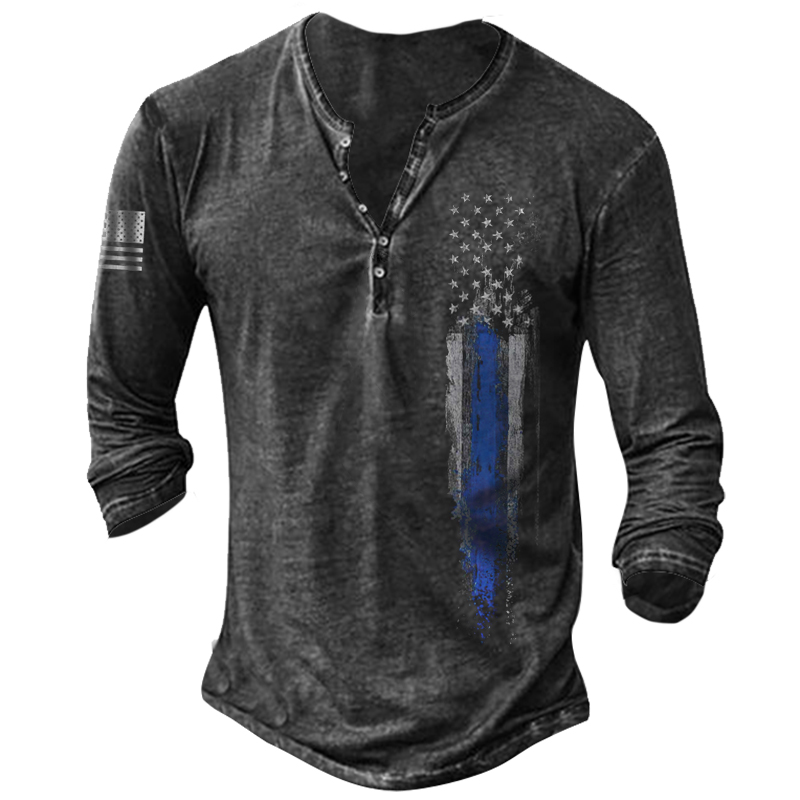 Men's Outdoor Vintage Long-sleeved Chic Henley Shirt