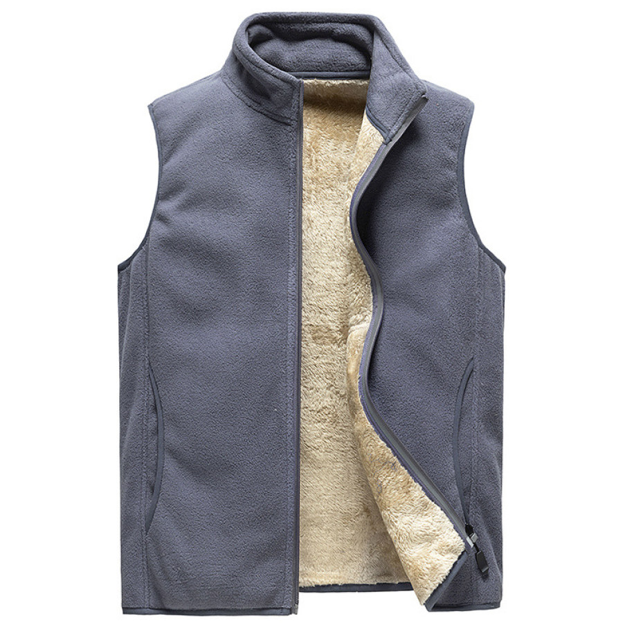 

Men's Casual Plus Velvet Warmth Sleeveless Stand-up Collar Vest