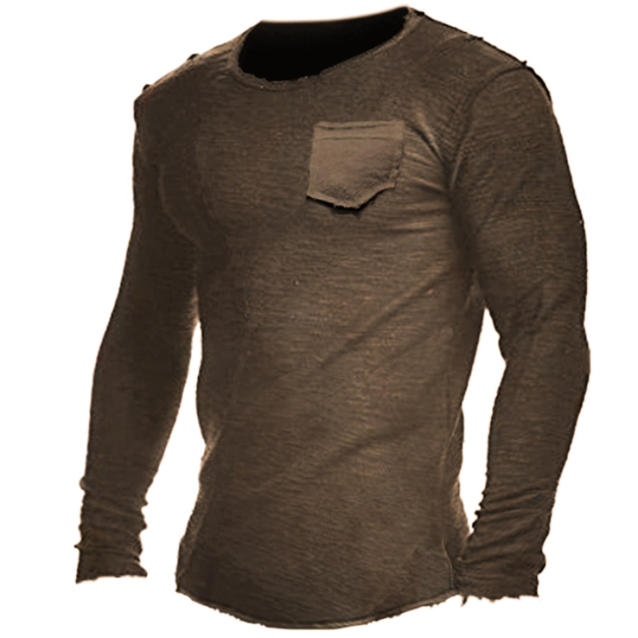 

Men's Moisture Wicking Round Neck Long Sleeve T-shirt