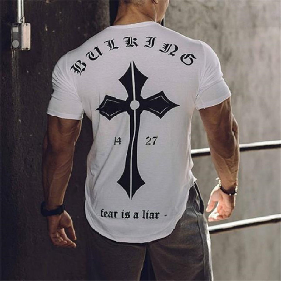 

Fashion Youth Casual Sport Slim Print Round Neck Short Sleeve Top