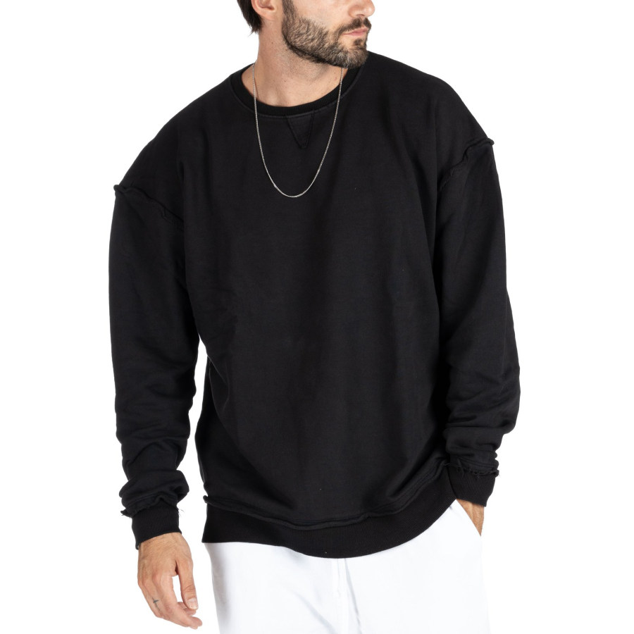 

Men's Fashion Casual Solid Color Drop Shoulder Sweatshirt