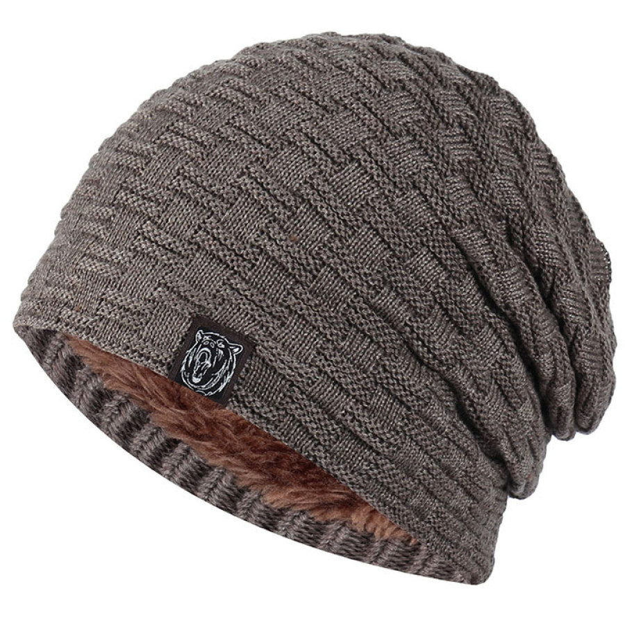 

Gorro Masculino De Caxemira De Lã Grossa Para Esqui Ao Ar Livre E Gorro De Malha