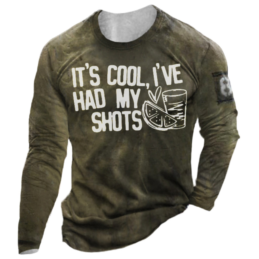 

It's Cool I've Had My Shots Men's Retro Tactical Long Sleeve T-Shirt
