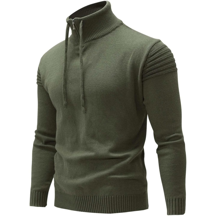 

Men's Casual Warm Solid Color Stand-up Collar Zipper Sweater