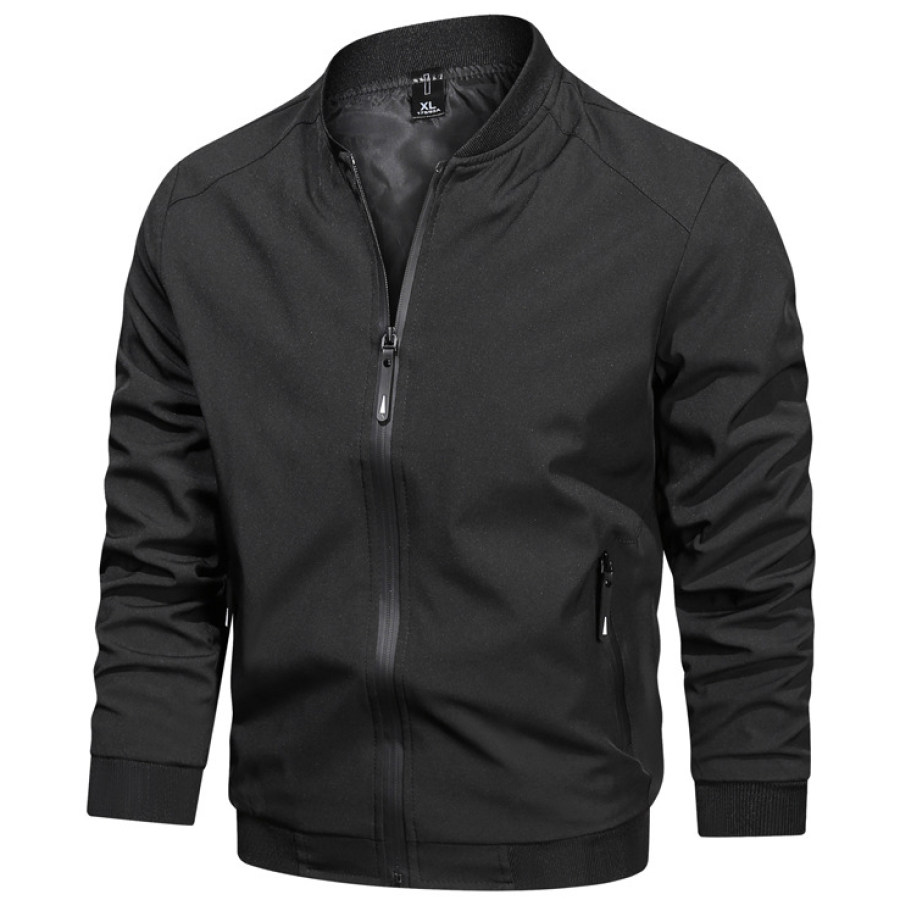 

Men's Solid Color Casual Loose Stand Collar Jacket