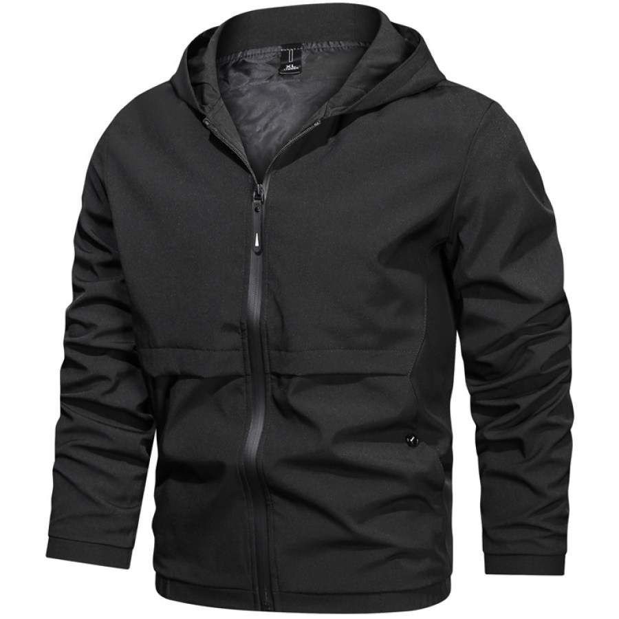 

Men's Casual Solid Color Hooded Jacket