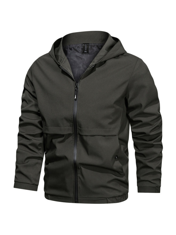 Men's Casual Solid Color Hooded Jacket