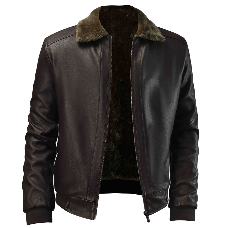

Men's Leisure Motorcycle Thickened Warm Leather Jacket