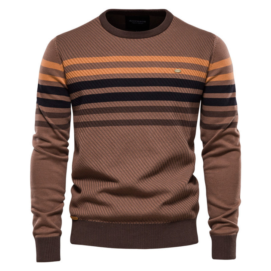 

Men's Casual Striped Contrast Sweater