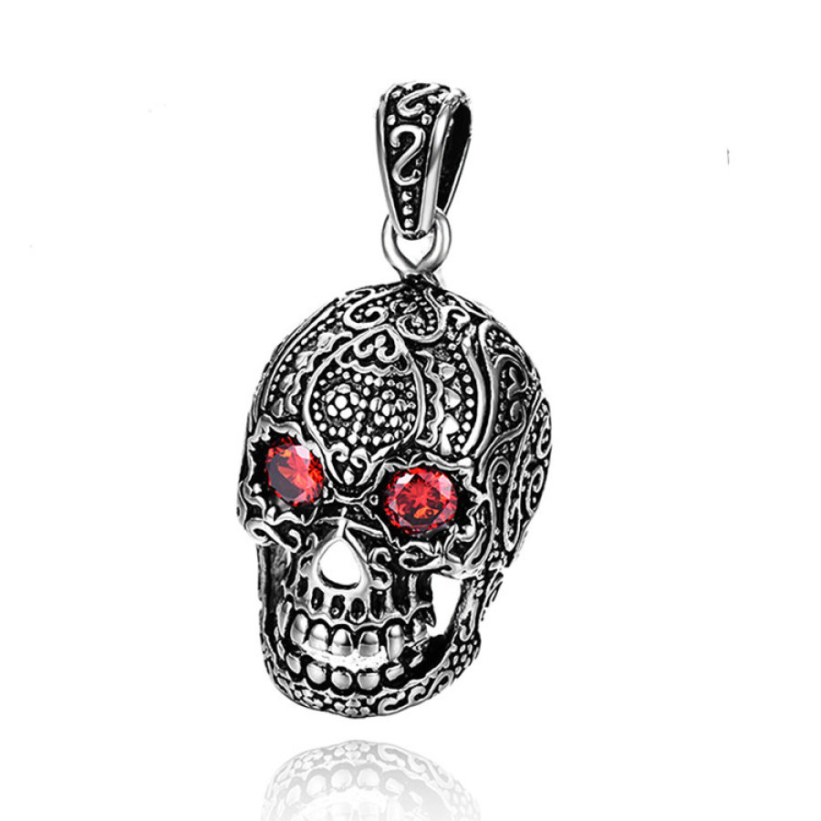 

Red Diamond Ghost Head Skull Pendant Necklace