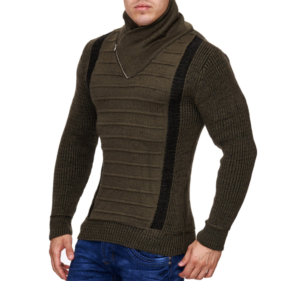 

MenS Casual V-Neck Green Knitted Sweater