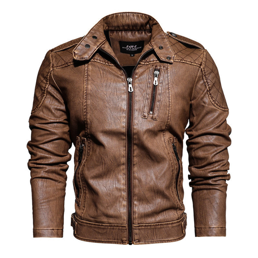 

Men's Warm Military Leather Jacket