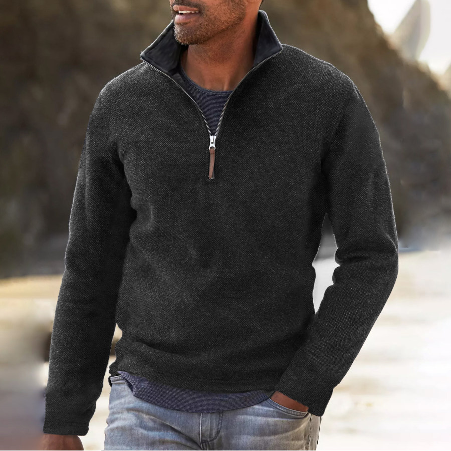 

Men's Casual Warm Solid Color Stand-up Collar Zipper Sweatshirt