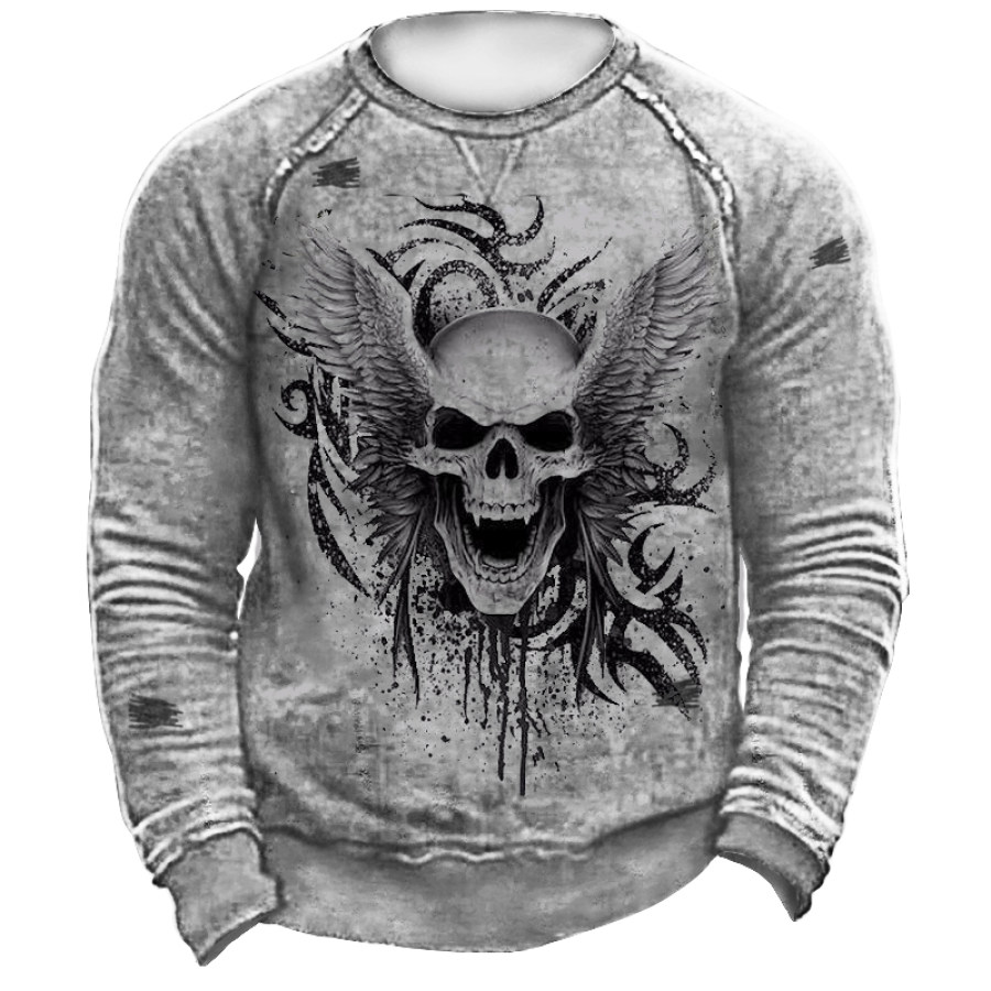 

Halloween Skull Men's Retro Long Sleeve Crew Neck Sweatshirt