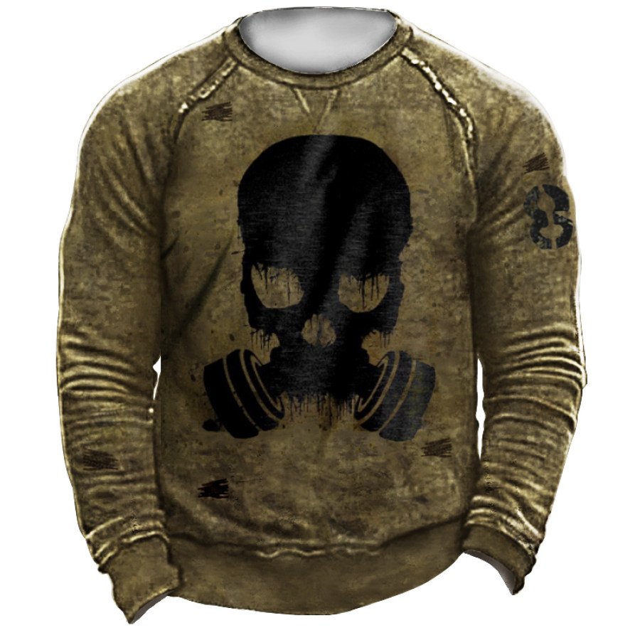 

Halloween Skull Men's Retro Long Sleeve Crew Neck Sweatshirt