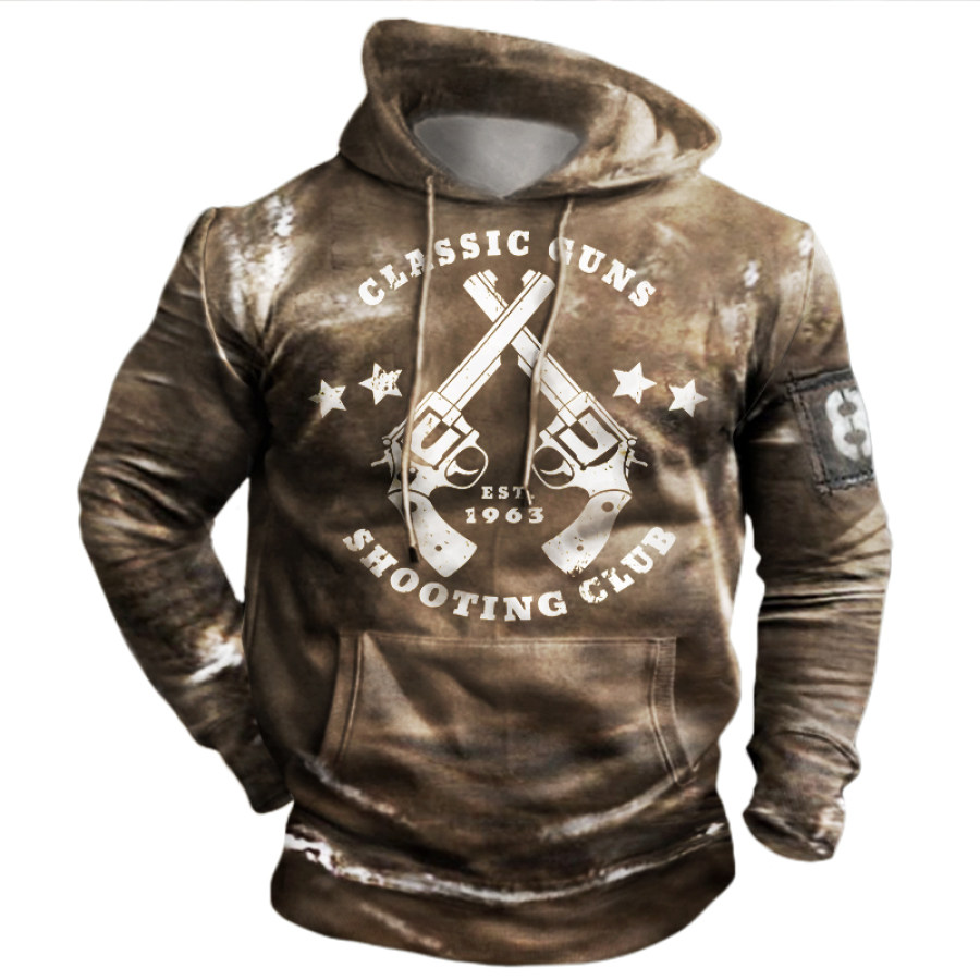 

Men's Outdoor Retro Print Long-sleeved Hoodie