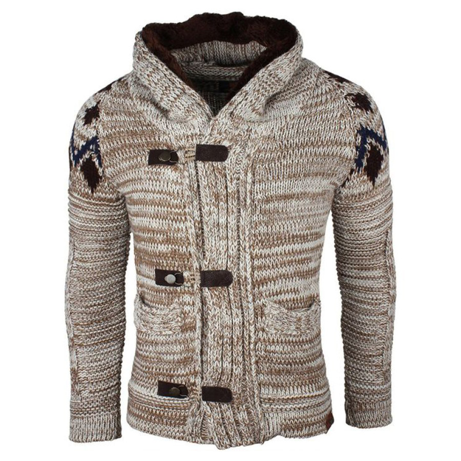 

Men's Retro Hooded Sweater Cardigan