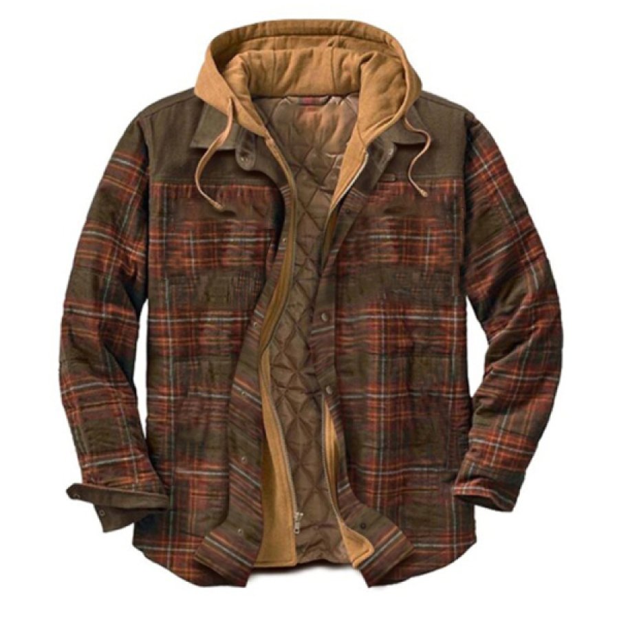 

Men's Lumberjack Flannel Sherpa Lined Plaid Hooded Shirt Casual Jacket