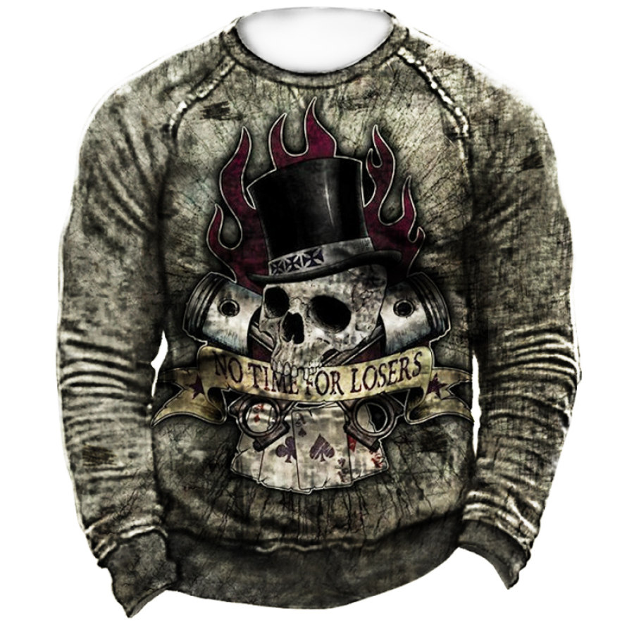 

Men's Outdoor Poker Skull Print Retro Tactical Sweatshirt