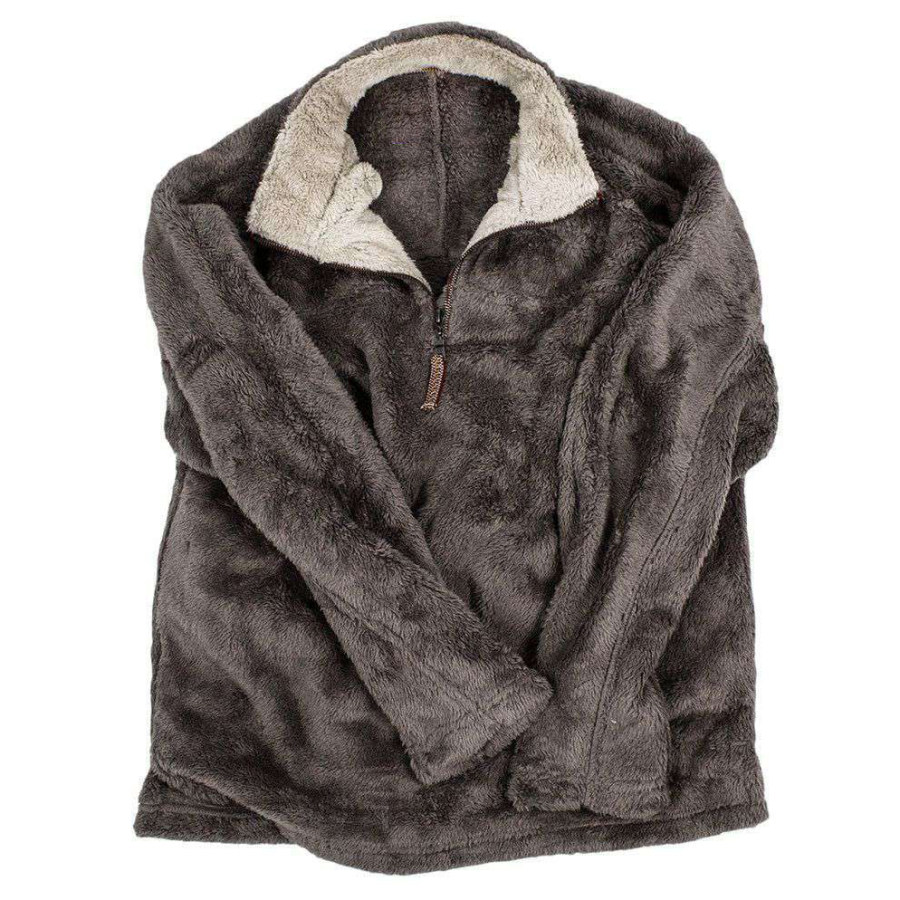 

Men's Casual Warm Flannel Zipper Stand Collar Sweatshirt