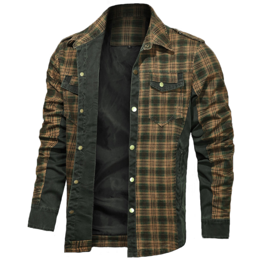 

Men's Retro Check Patchwork Jacket