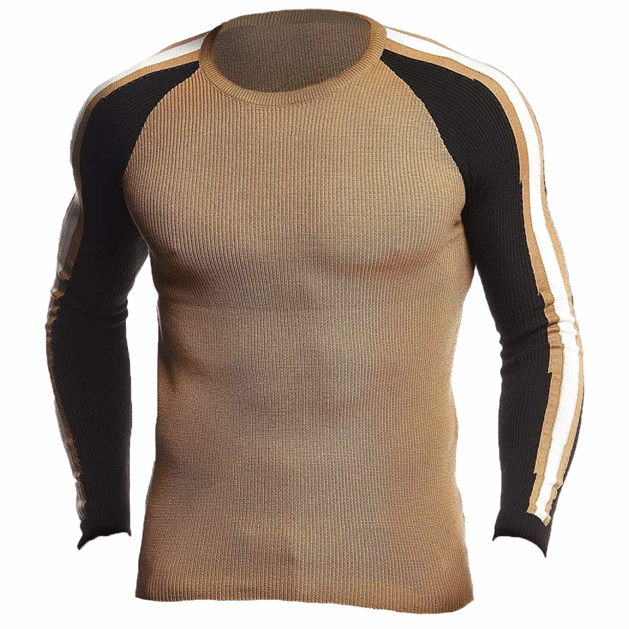 

Men's Retro Casual Striped Contrast Sweater