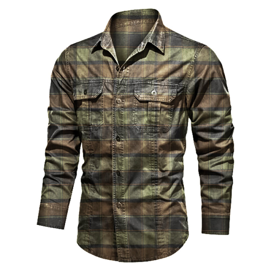 

Men's casual all-match plaid shirt
