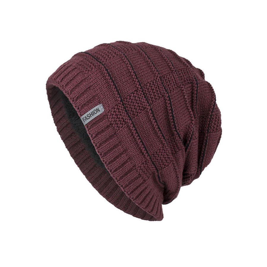 

Autumn And Winter Plus Velvet Staircase Pattern Knitted Woolen Cap