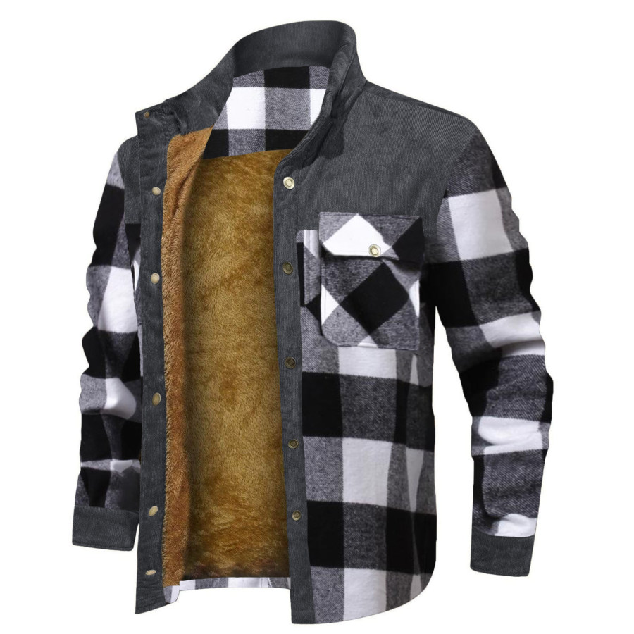 

Men's Outdoor Retro Classic Plaid Stitching Warm Wanderer Jacket