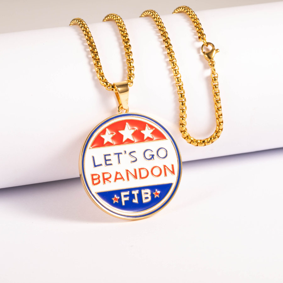 

LET S GO BRANDON Spoof Letter Necklace Unisex