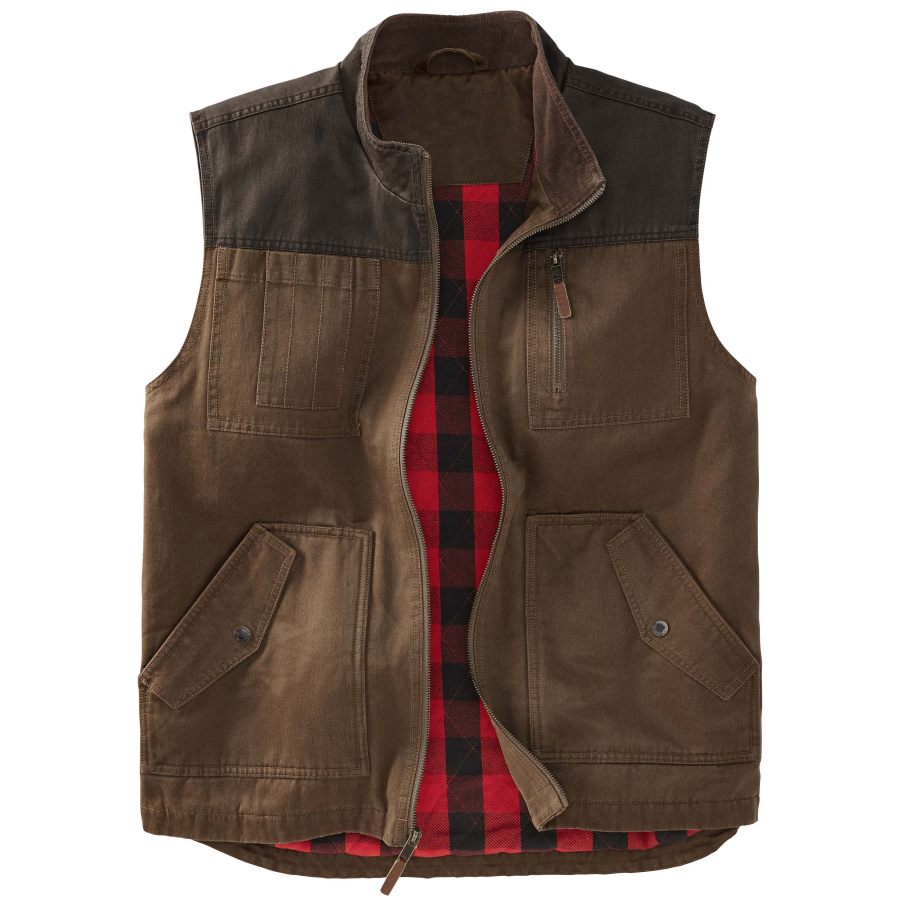 

Men's Outdoor Retro Classic Plaid Stitching Warm Vest