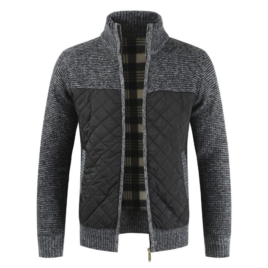 

Men's Casual Fashion Color Matching Thick Warm Long-sleeved Sweater Jacket