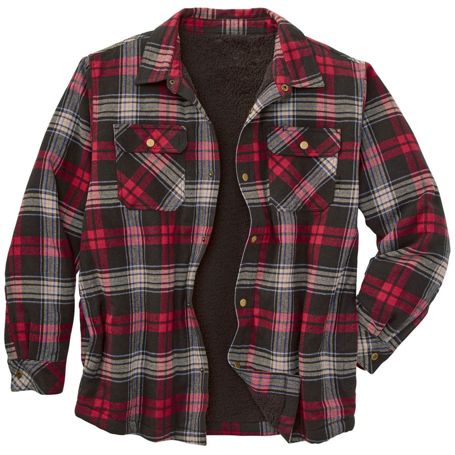 

Men's Outdoor Retro Classic Plaid Stitching Warm Wanderer Shirt Jacket